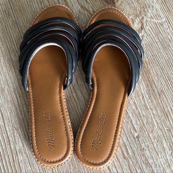Madewell Addie Black Leather Slides - Picture 3 of 9